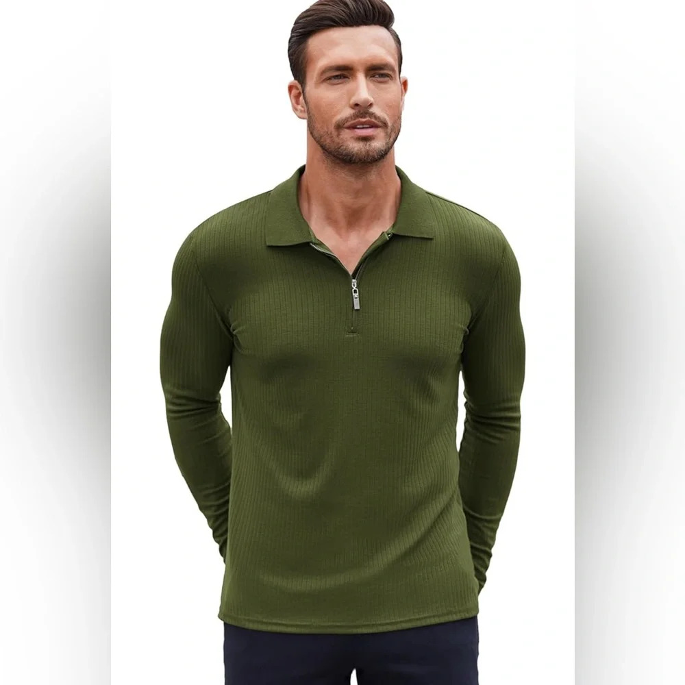Long Sleeve Quarter Zip Polo Shirt